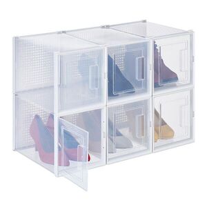 Relaxdays KRABICE Transparentné Biele 6ks-Set stohovateľné vyobraziť