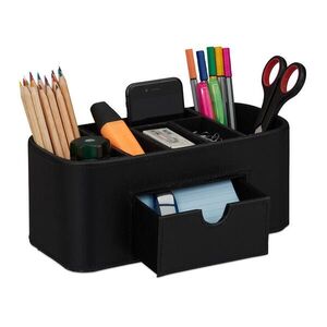 Relaxdays ORGANIZÉR Čierny kožený vzhľad 7 priehradiek 26 cm vyobraziť