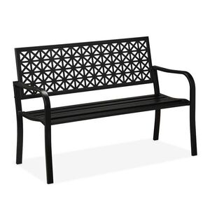 Relaxdays ZÁHRADNÁ LAVICA Čierna oceľ 2-miestna geometrický vzor 127 cm vyobraziť