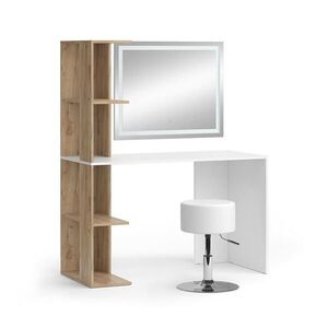 Vicco TOALETNÝ STOLÍK Tower, biely/Sonoma, 122.2 cm so zrkadlom LED a stoličkou vyobraziť