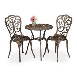 Relaxdays SÚPRAVA čierno-bronzová 3-dielna liaty hliník stôl 60 cm vyobraziť