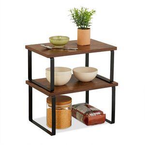 Relaxdays REGÁL Hnedá Čierna 2-dielna-sada oceľ MDF 30 cm vyobraziť