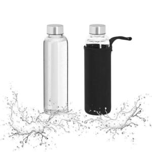 Relaxdays FĽAŠA Transparentná Čierna Strieborná 2er-Set Borosilikátové sklo 500 ml vyobraziť