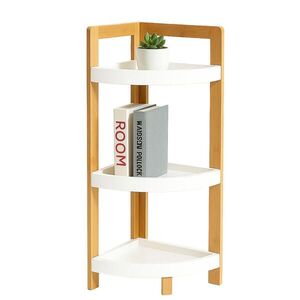 Relaxdays REGÁL Prírodný biely rohový bambus 3 police 77x23x23 cm vyobraziť