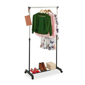 Relaxdays STOJAN NA ŠATY Čierna Strieborná na kolieskach výškovo nastaviteľný 91-156 cm vyobraziť