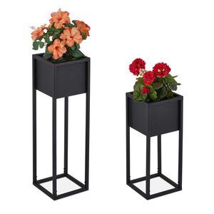 Relaxdays STOJAN NA KVETY Čierna 2-KUSOVÝ SET železo 70 cm vyobraziť
