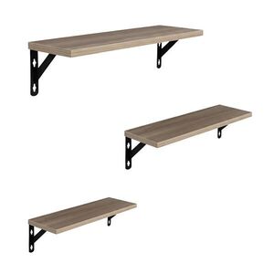 Relaxdays POLICA Svetlohnedá Čierna 3-dielna-sada MDF Železo 40 cm vyobraziť