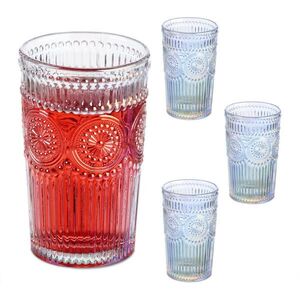 Relaxdays POHÁRE Číre 4-dielna sada vintage vzor 360 ml vyobraziť