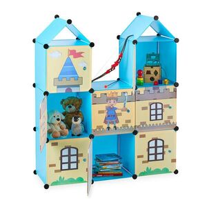 Relaxdays REGÁL viacfarebný rytiersky hrad 8-priehradkový plast 128x110x37 cm vyobraziť