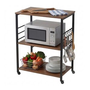 Relaxdays VOZÍK Čierny kuchynský industriálny 3-poschodový 60 cm vyobraziť