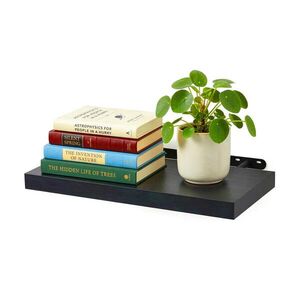 Relaxdays POLICA Čierna nástenná MDF kovový držiak 50 cm vyobraziť