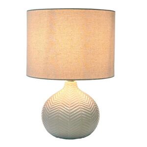 Relaxdays STOLNÁLAMPA Biela keramika textilné tienidlo chevron E27 vyobraziť