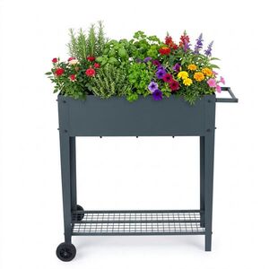 Relaxdays VYVÝŠENÝ ZÁHON Antracitový kov s kolieskami 80 cm vyobraziť