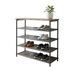 Relaxdays REGÁL čierny hnedý kov s odkladacou policou 75 cm vyobraziť