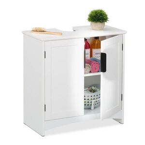Relaxdays SKRINKA POD UMÝVADLO Biela MDF 2 dvierka 60 cm vyobraziť