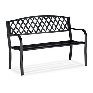 Relaxdays LAVICA Čierna kovová pletený vzor 2-miestna 127, 5 cm vyobraziť