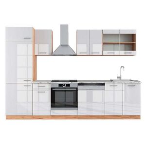 Vicco KUCHYNSKÝ KÚT R-Line Biely vysoký lesk/dub Goldkraft 300 cm , AP Marble vyobraziť