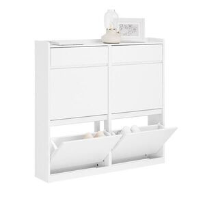 SoBuy MOBILNÁ šesťdverová skriňa na topánky Biela 98x19x95cm Minimalistický vyobraziť