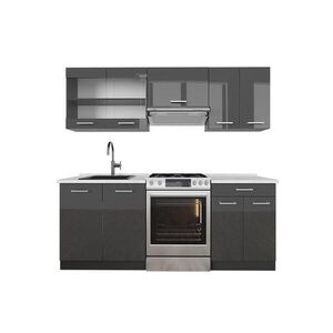 Vicco KUCHYNSKÝ KÚT R-Line Antracitový vysoký lesk/antracit 200 cm , AP Marble vyobraziť