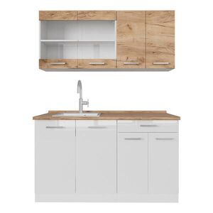 Vicco JEDNOLÔŽKOVÁ KUCHYŇA R-Line Dub Goldkraft/biela 140 cm dvojfarebné skrinky, PD Dub vyobraziť