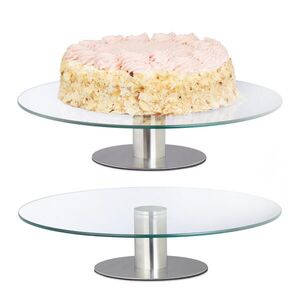 Relaxdays STOJAN na tortu transparentná strieborná 2-ks-set 30 cm vyobraziť