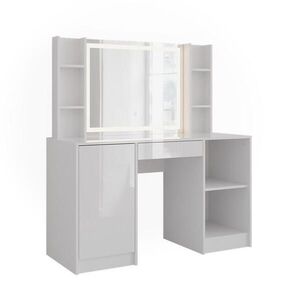 Vicco TOALETNÝ STOLÍK Sherry, biely/Biely vysoký lesk, 128.2 cm so zrkadlom LED vyobraziť