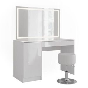 Vicco TOALETNÝ STOLÍK Sherry Biela/biela s vysokým leskom 119.8 cm s LED zrkadlom a stoličkou vyobraziť
