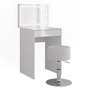 Vicco TOALETNÝ STOLÍK Sherry, biely/Biely vysoký lesk, 51.4 cm so zrkadlom LED a stoličkou vyobraziť
