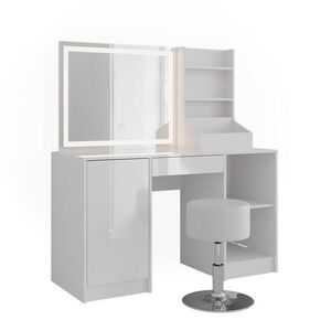 Vicco TOALETNÝ STOLÍK Sherry Biela/biela s vysokým leskom 128.2 cm s LED zrkadlom a taburetom vyobraziť