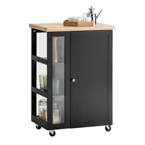 SoBuy KUCHYNSKÝ koľajový vozík s 2 dverami Čierna 60x40x90cm Moderný vyobraziť