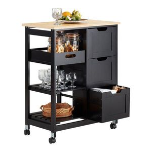 SoBuy KUCHYNSKÝ vozík so 4 zásuvkami Čierna 67x37x84.5cm Moderný vyobraziť