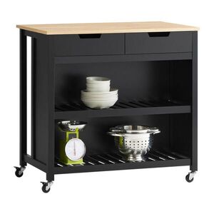 SoBuy ISOLA kuchynská skrinka s 2 zásuvkami Čierna 98x58x94cm Moderný vyobraziť