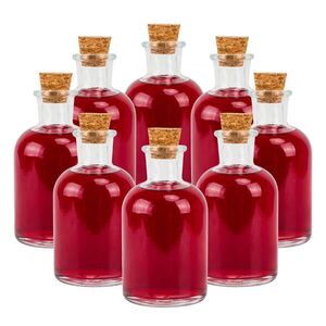 Relaxdays FĽAŠE transparentné prírodné 8-dielna-sada s korkovou zátkou 150 ml vyobraziť