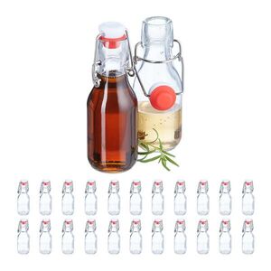Relaxdays FĽAŠE Transparentná biela červená 24-dielna sada s pákovým uzáverom 100 ml vyobraziť