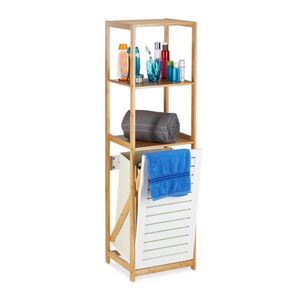 Relaxdays REGÁL prírodná biela bambus s košom na bielizeň 130 cm vyobraziť
