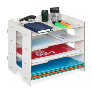 Relaxdays ODKLADAČ Biely MDF 3 priehradky vyobraziť