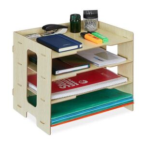 Relaxdays ODKLADAČ Svetlohnedý MDF 3 priehradky A4 vyobraziť