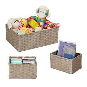 Relaxdays KÔŠ Sivý 3-dielny-set pletený papierový povraz vyobraziť