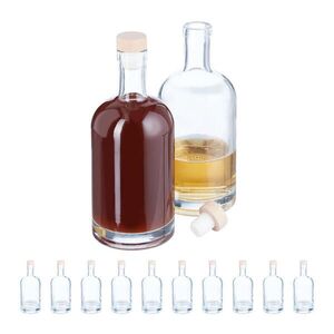 Relaxdays FĽAŠE Transparentné prírodné 12-dielna-sada sklo 500 ml vyobraziť