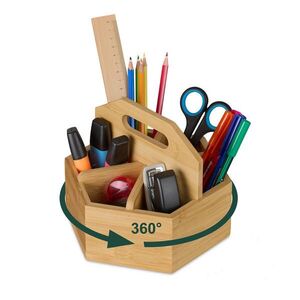 Relaxdays STOJAN NA PERÁ Prírodný bambus otočný 6 priehradiek 15x17x19 cm vyobraziť
