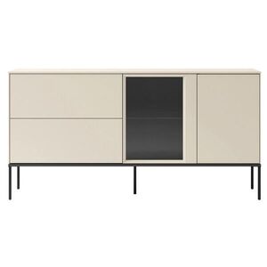 Selsey KOMODA Bellezo s osvetlenou presklenou vitrínou Krémová 196 cm vyobraziť