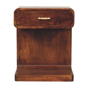 Artisan Furniture NOČNÝ stolík Chestnut T-Bar Rounded, 1 zásuvka a otvorená priehradka, tmavohnedý vyobraziť