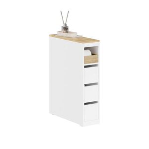 SoBuy MOBILNÁ kúpeľňová skrinka so 4 zásuvkami Biela 60x20x82cm Severský vyobraziť