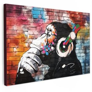 MuchoWow OBRAZ NA PLÁTNE Opica - Graffiti - Hudba 120x80 cm vyobraziť