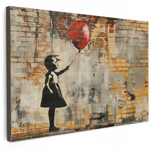 MuchoWow OBRAZ NA PLÁTNE Graffiti - Banksy - Dievča - Street art 120x80 cm vyobraziť
