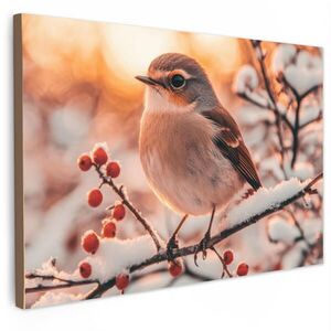 MuchoWow OBRAZ NA PLÁTNE Vták - vetva - zima - zvieratá - sneh 60x40 cm vyobraziť