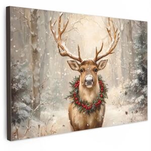 MuchoWow OBRAZ NA PLÁTNE Vianoce - sobi - zima - veniec 120x80 cm vyobraziť