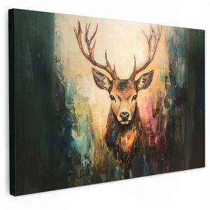 MuchoWow OBRAZ NA PLÁTNE Jeleň - maľovaný - parohy - hnedé 120x80 cm vyobraziť