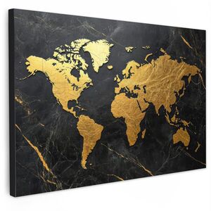 MuchoWow OBRAZ NA PLÁTNE Mapa sveta - Zlato - Mramor 30x20 cm vyobraziť