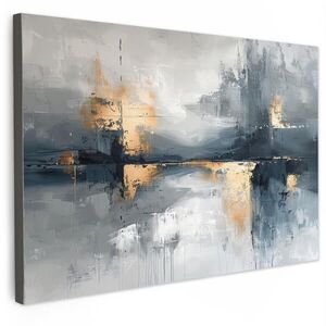 MuchoWow OBRAZ NA PLÁTNE Umenie - sivé - zlaté - abstraktné 90x60 cm vyobraziť